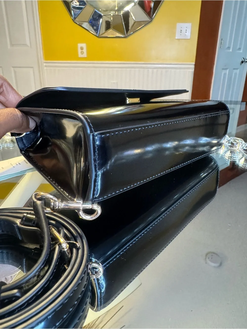 Tory Burch Black Patent Leather Top-Handle Crossbody